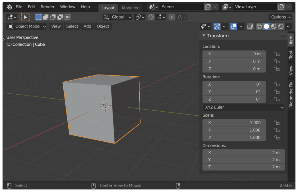 Screenshot of the side drawers in Blender 3D