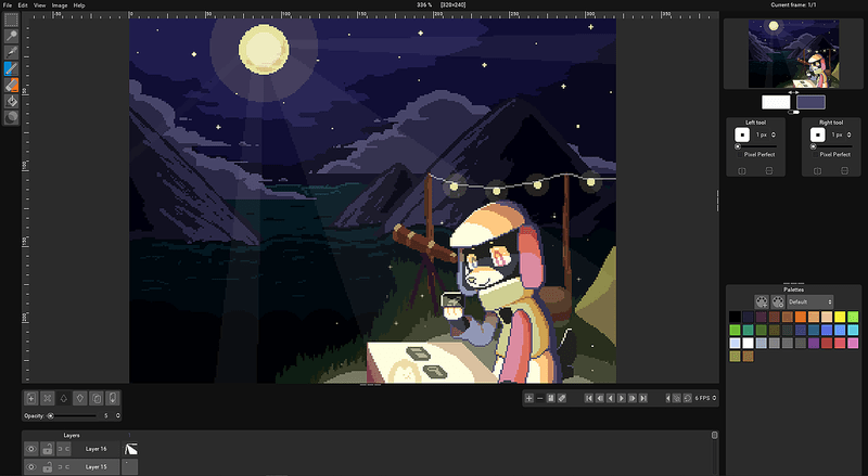 Screenshot of the pixel art app pixelorama