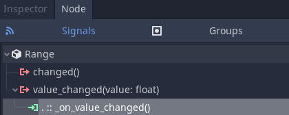 Volume slider value changed signal connection